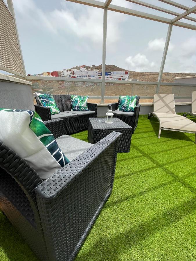 Atico "Turquesa Beach" Con Piscina, Terraza Y Barbacoa Sardina Eksteriør bilde
